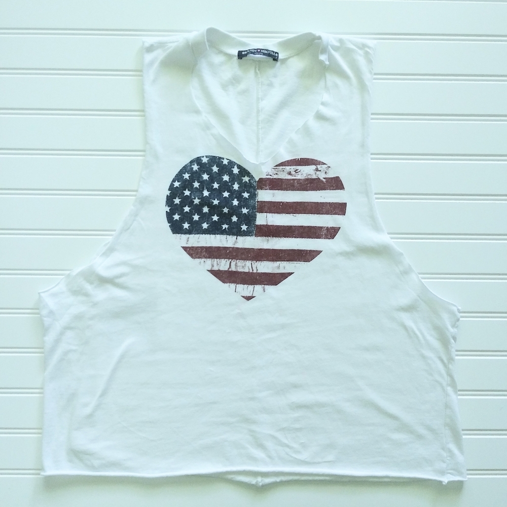 Stars and stripes flag heart muscle tank top